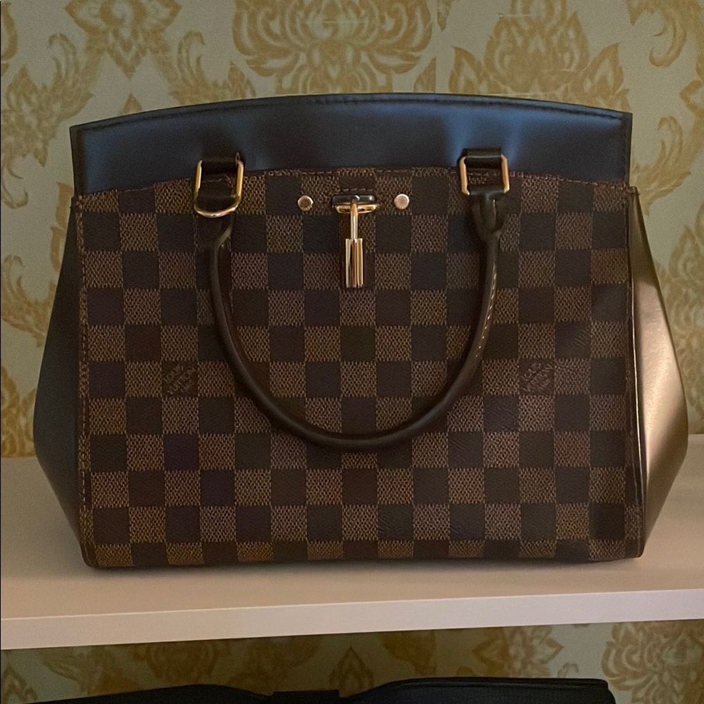 Checkered Brown and Black Handbag